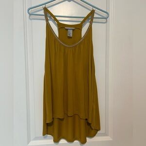 H&M Mustard Yellow Tank Top with Beaded Neckline